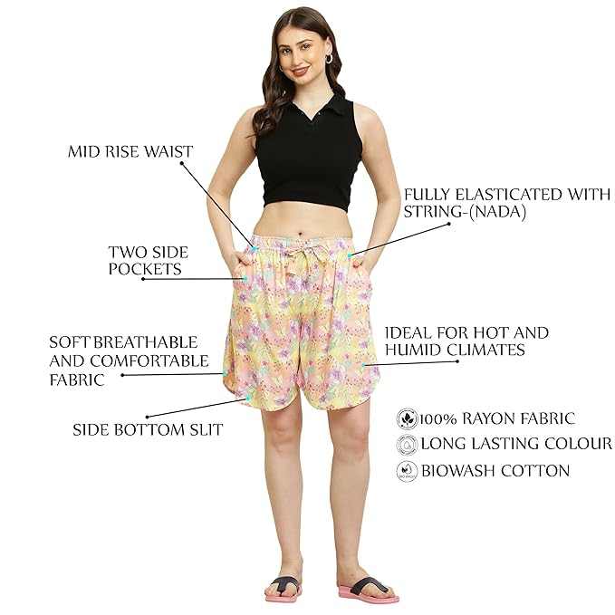 Women's Rayon Print Culotte Shorts