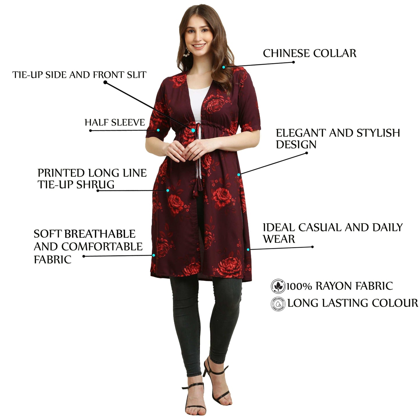 Rayon Printed Stylish Long Shrug