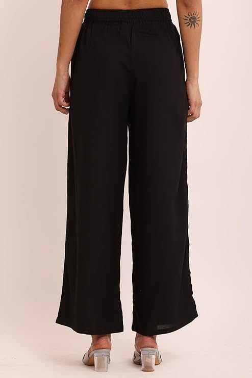 Womens Rayon Plazzo Black