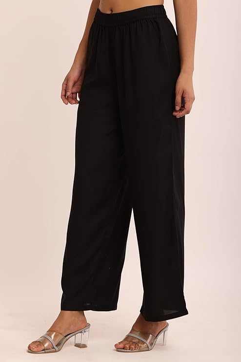 Womens Rayon Plazzo Black