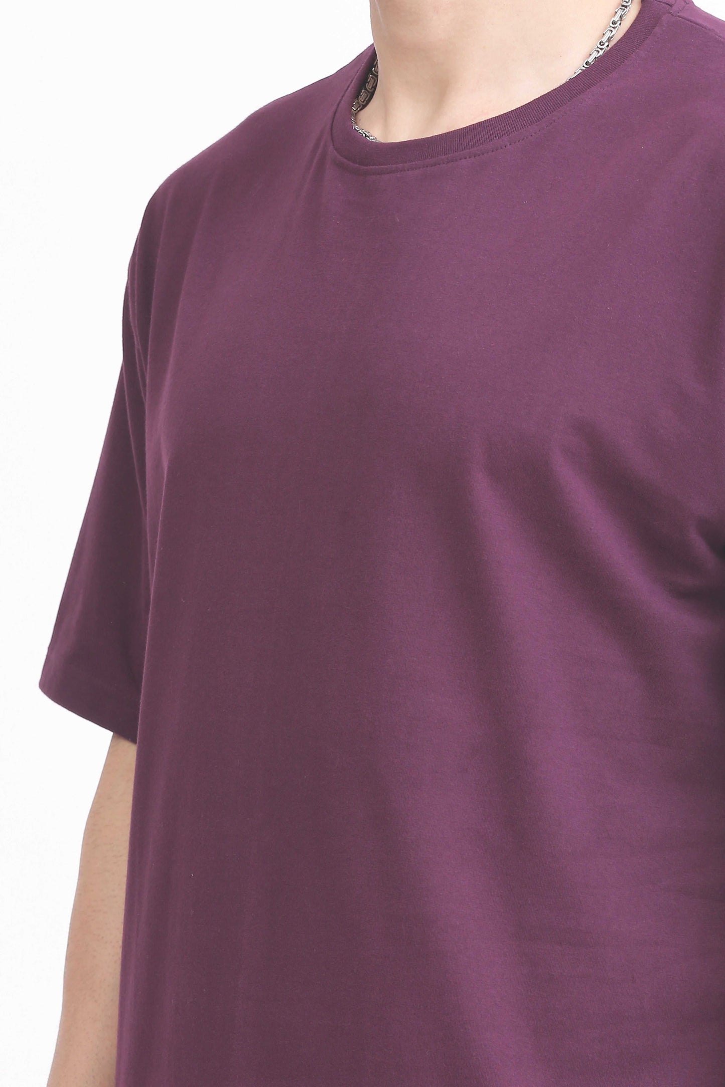 Mens T Shirt - Oversized Round Neck, Stylish Purple Tee