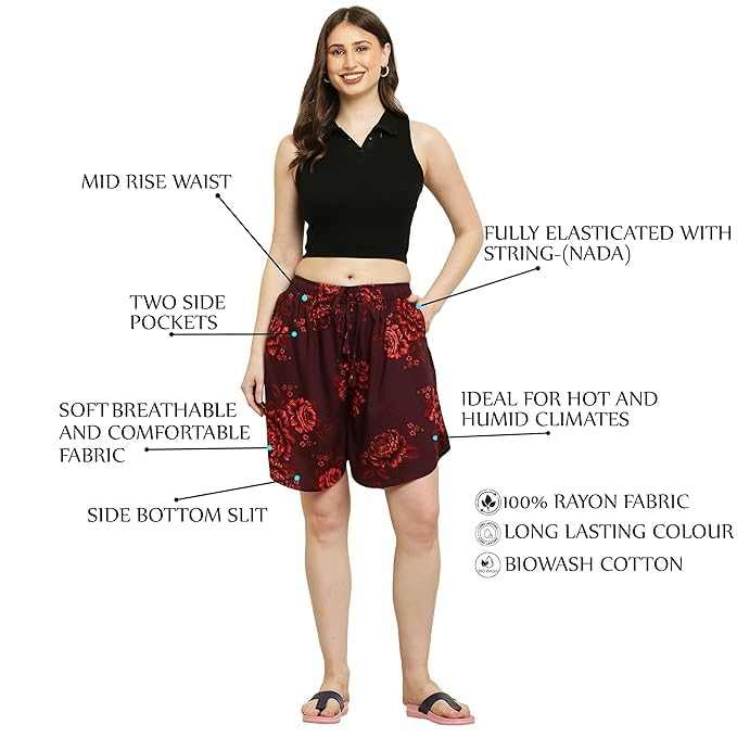 Womens Rayon Print Culotte Shorts