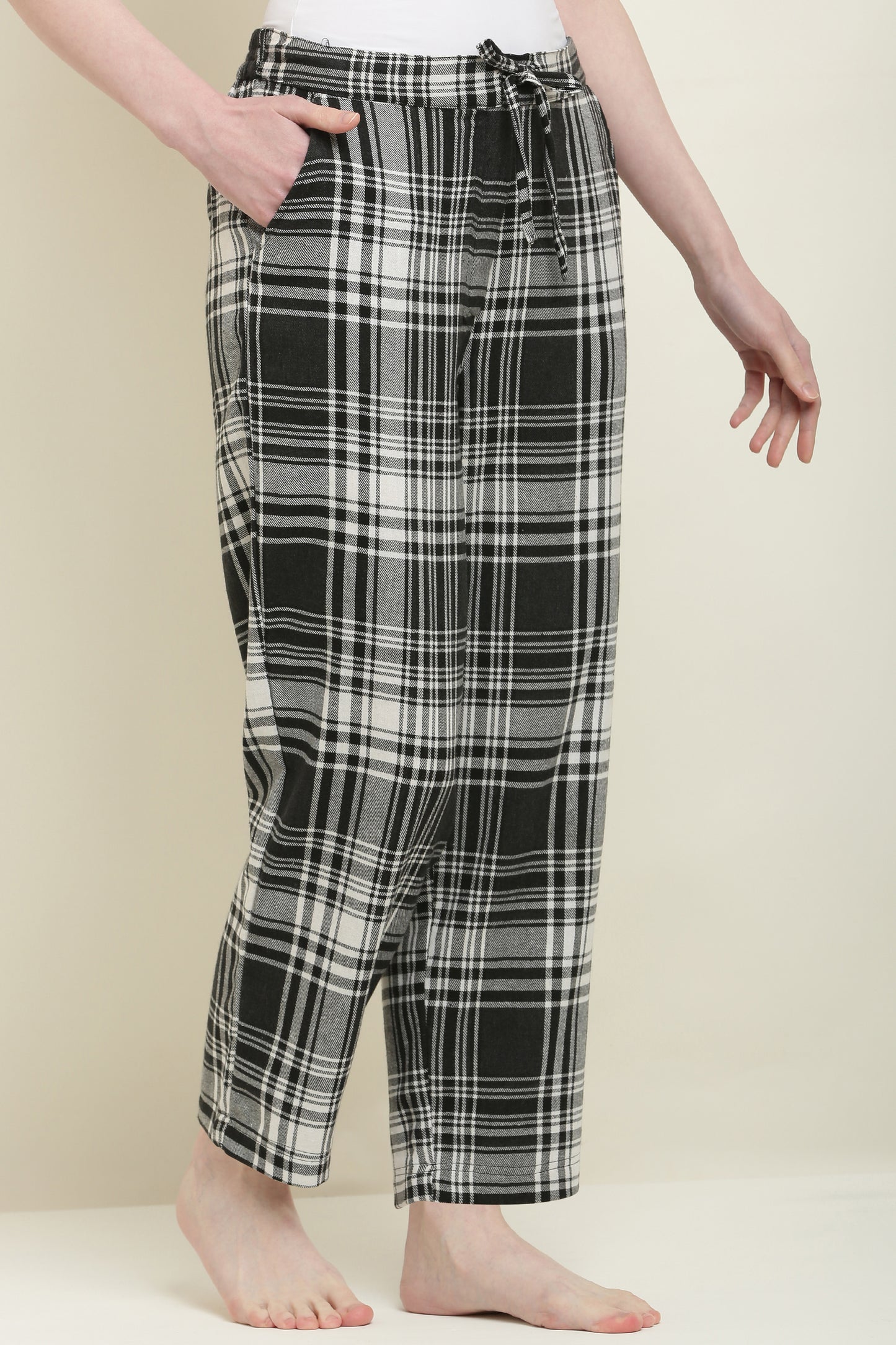 Women's Checked Cotton Pyjama Black