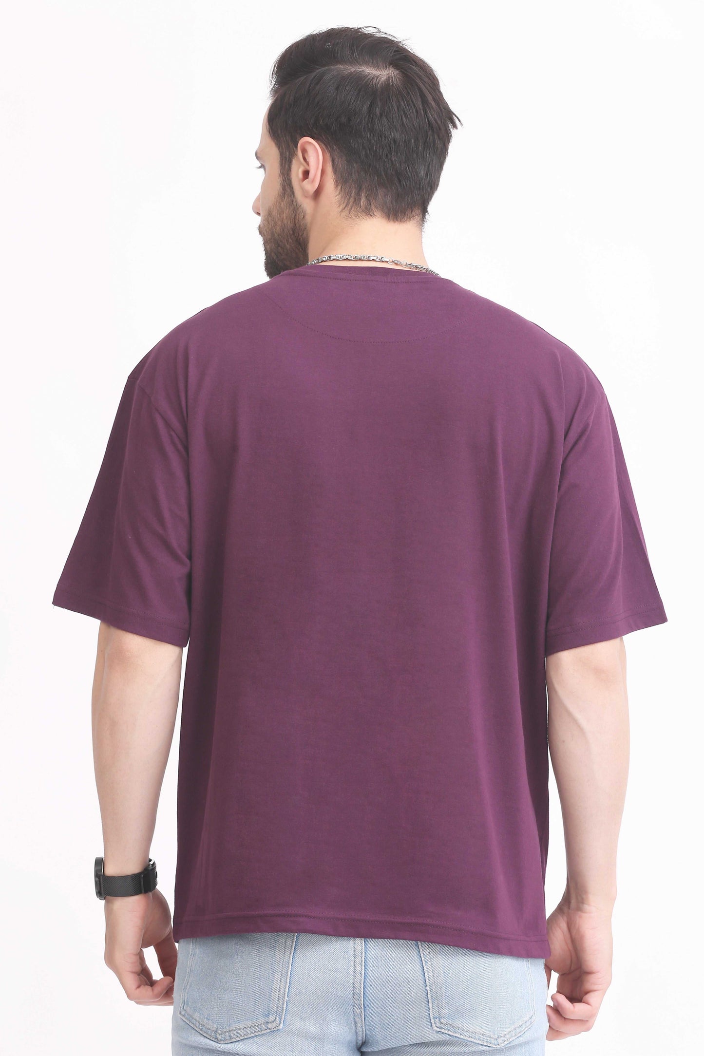 Mens T Shirt - Oversized Round Neck, Stylish Purple Tee