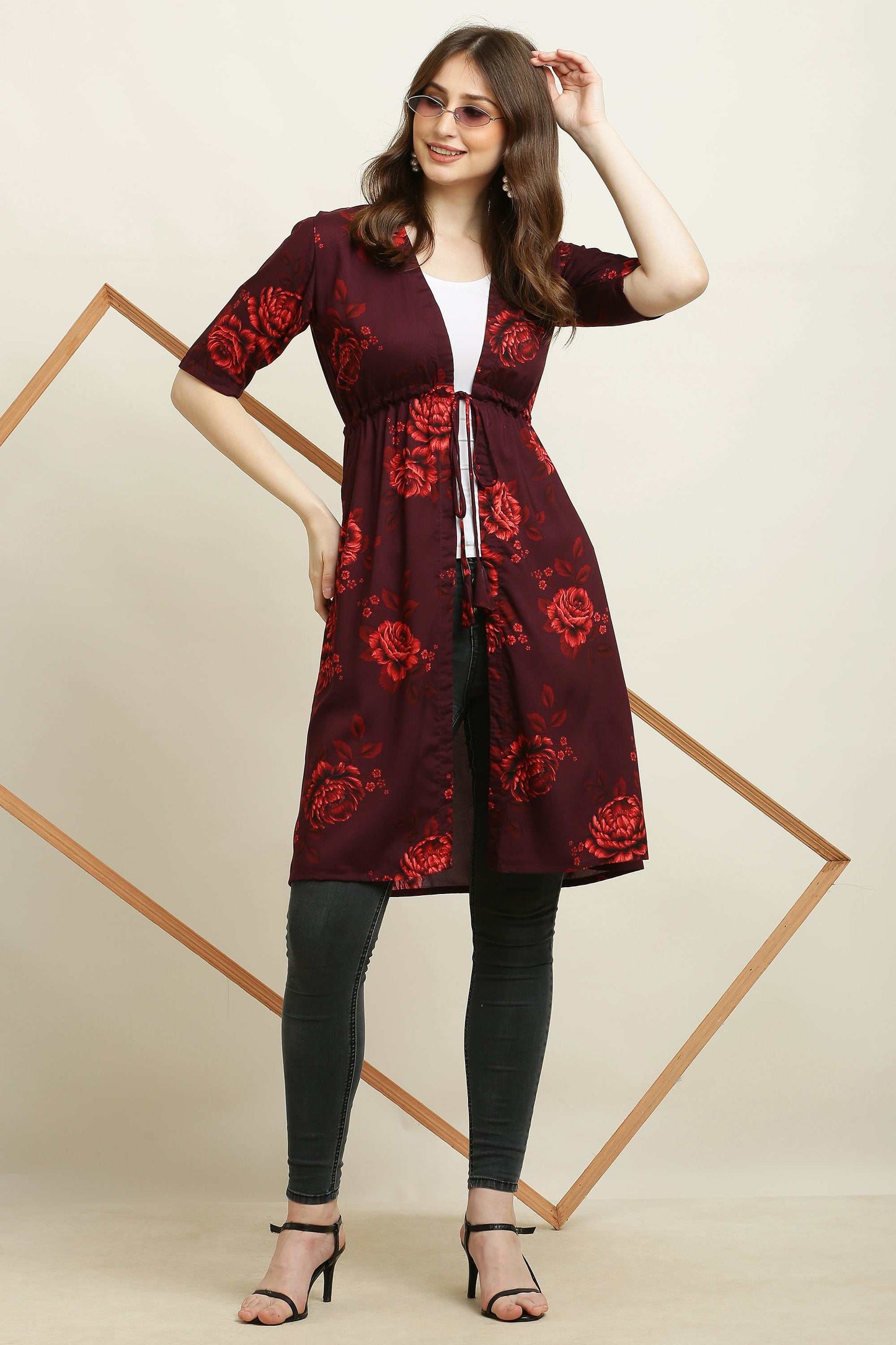 Rayon Printed Stylish Long Shrug