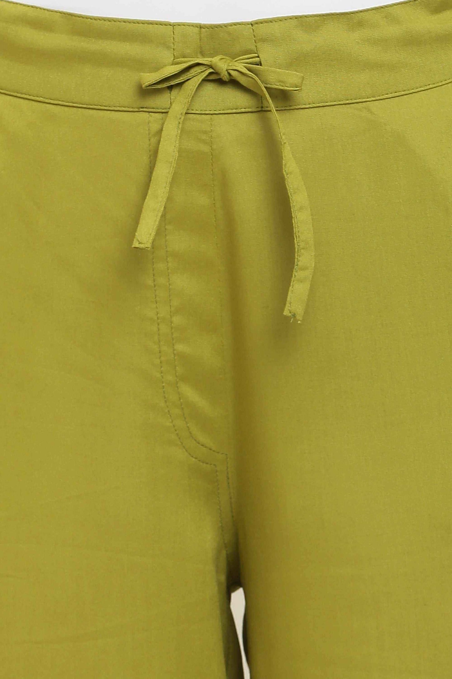 Trouser Pant Olive Green Ankle-Length Loose Fit