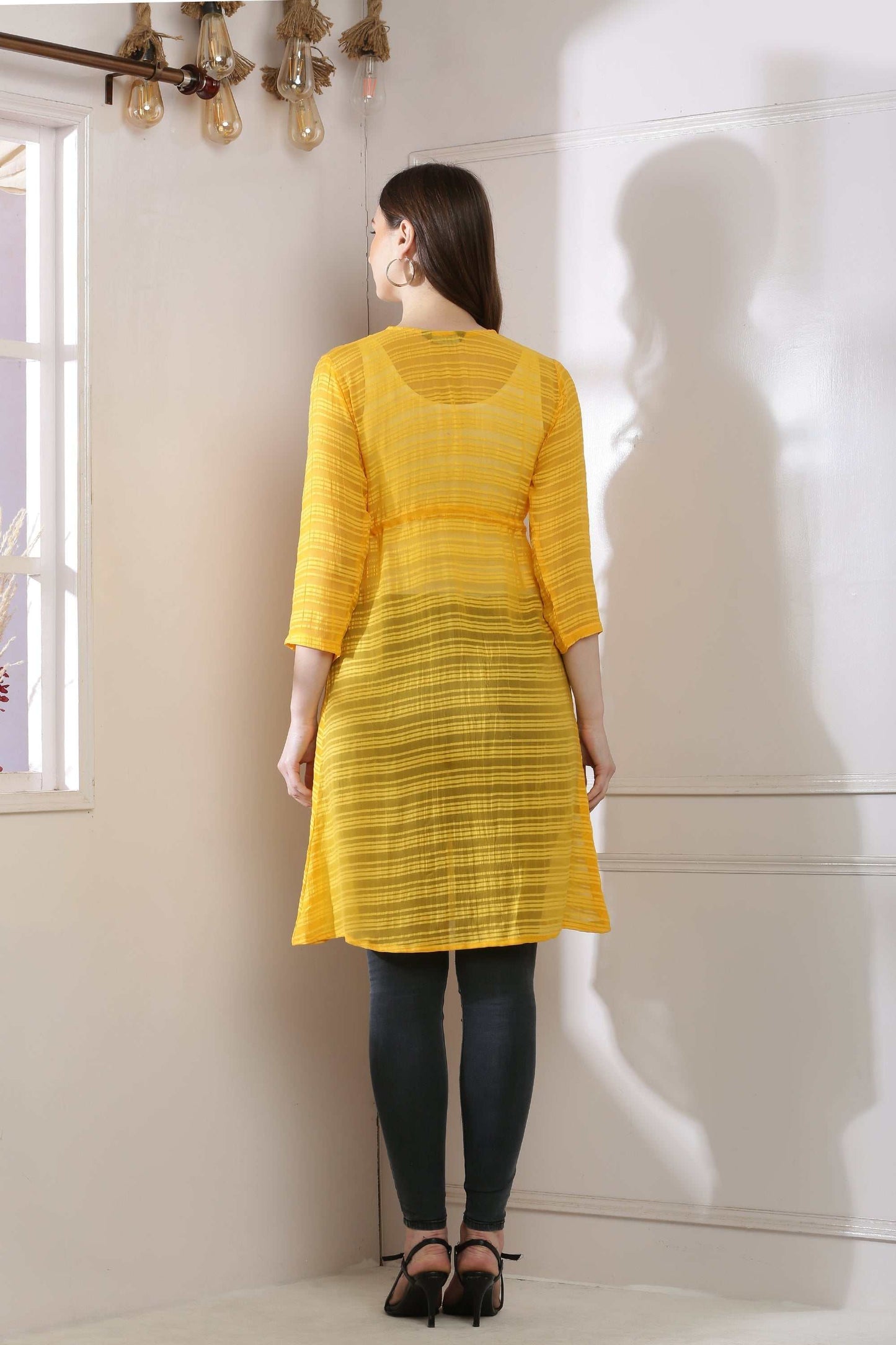 premium cotton solid long shrug yellow
