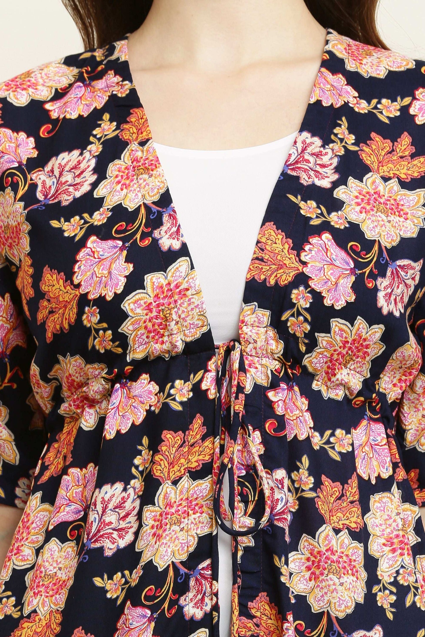 rayon printed stylish long shrug multiflower