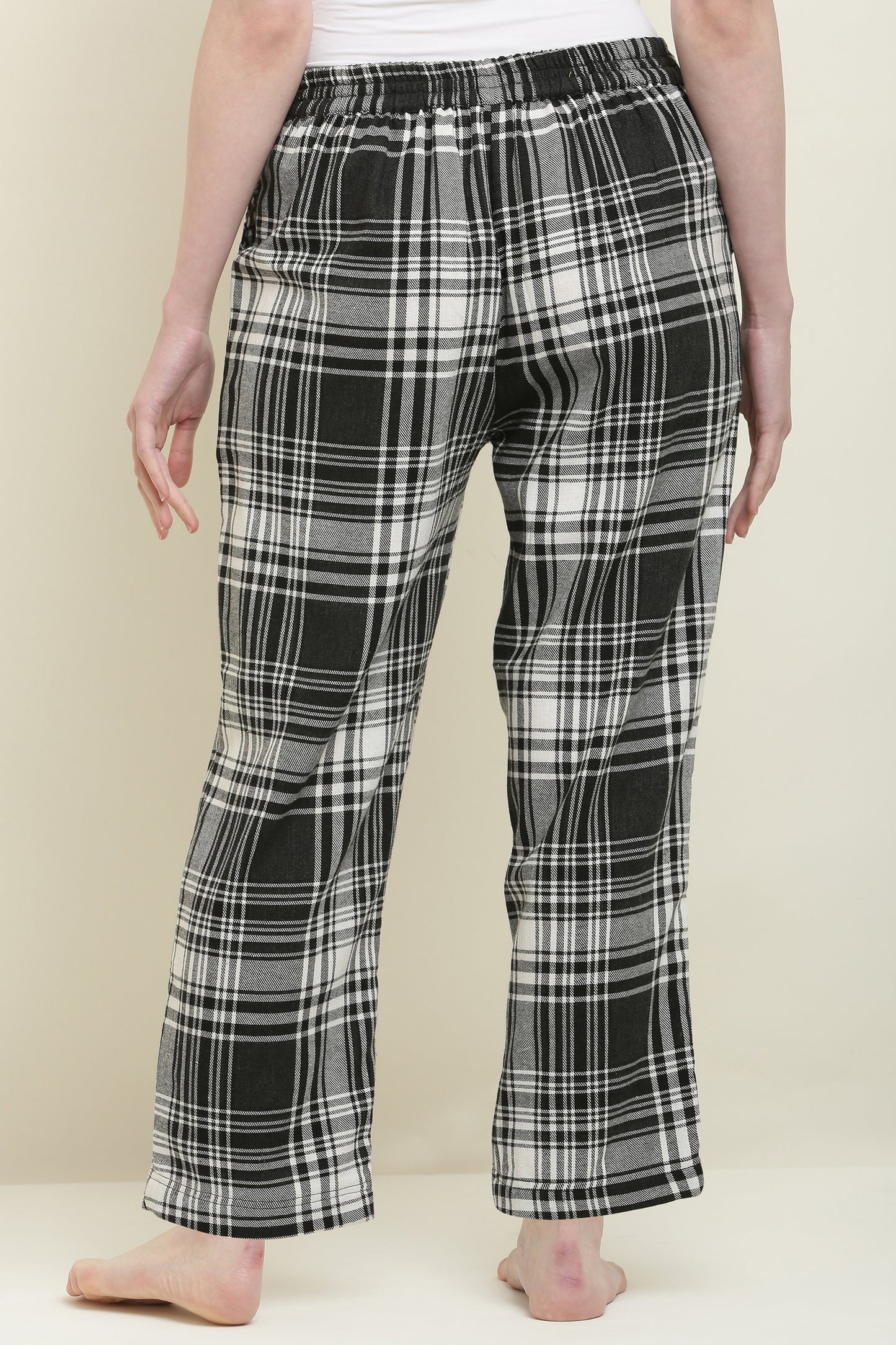 Women's Checked Cotton Pyjama Black