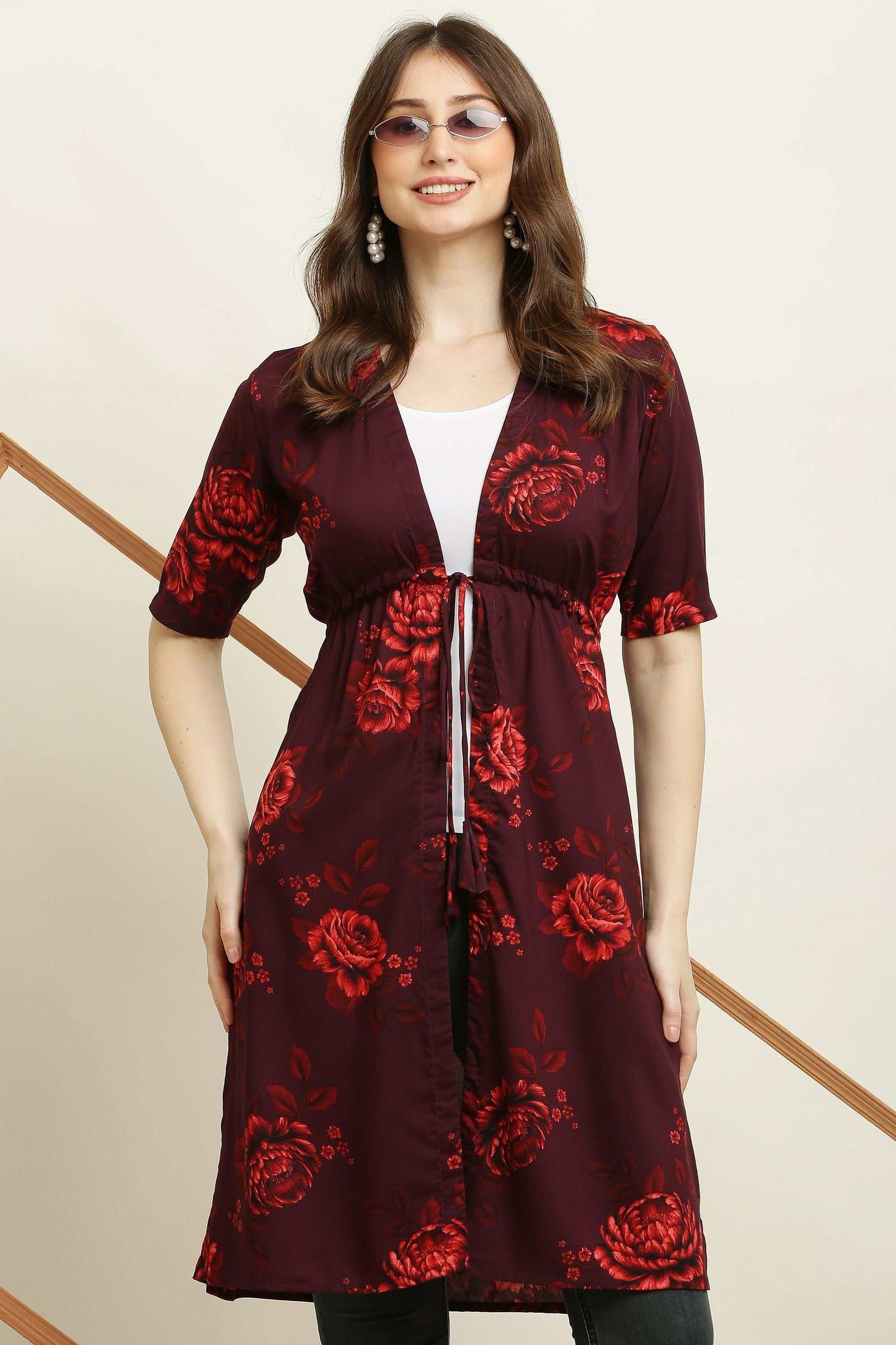 Rayon Printed Stylish Long Shrug