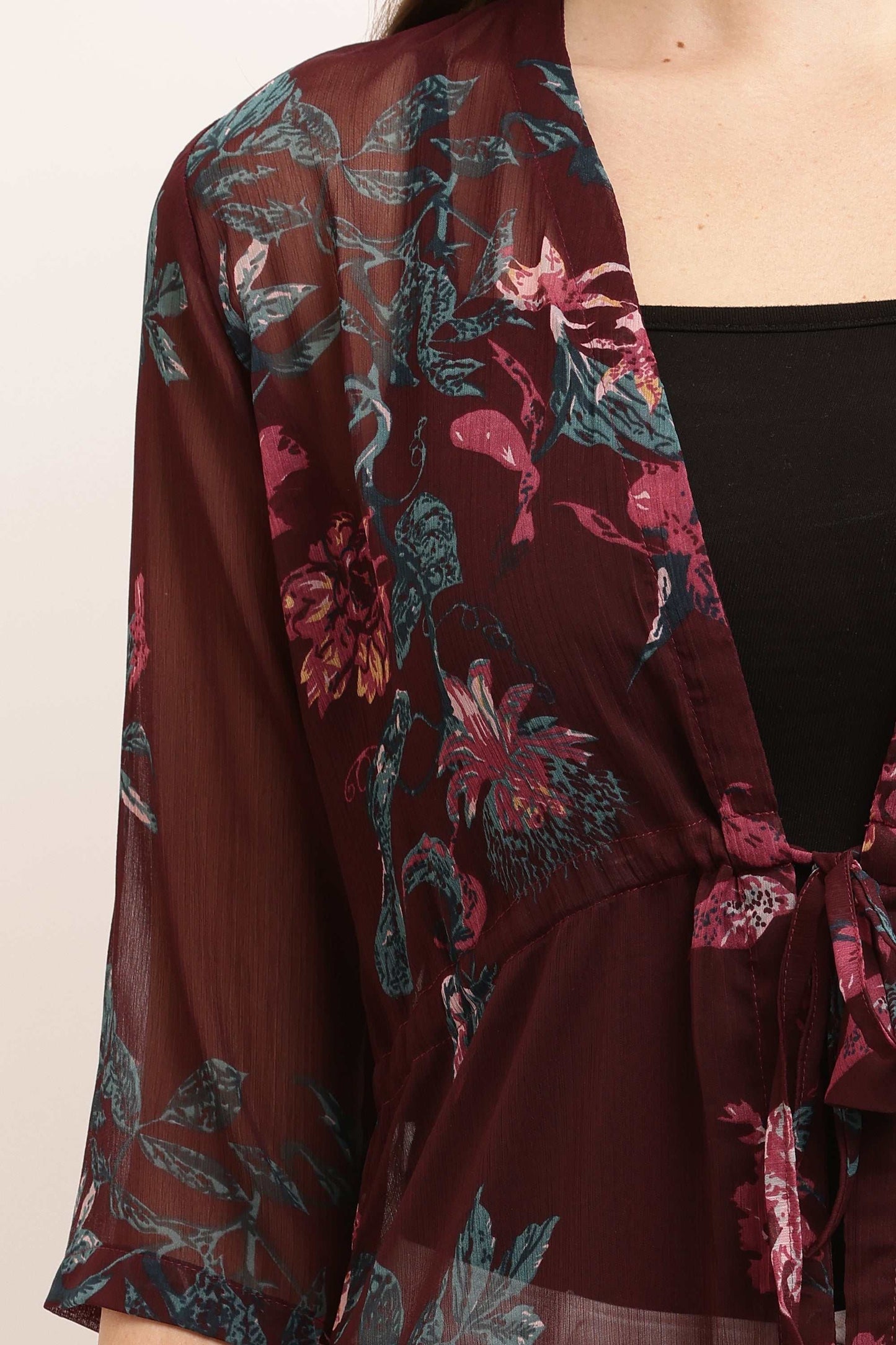 Chiffon Printed Long Shrug