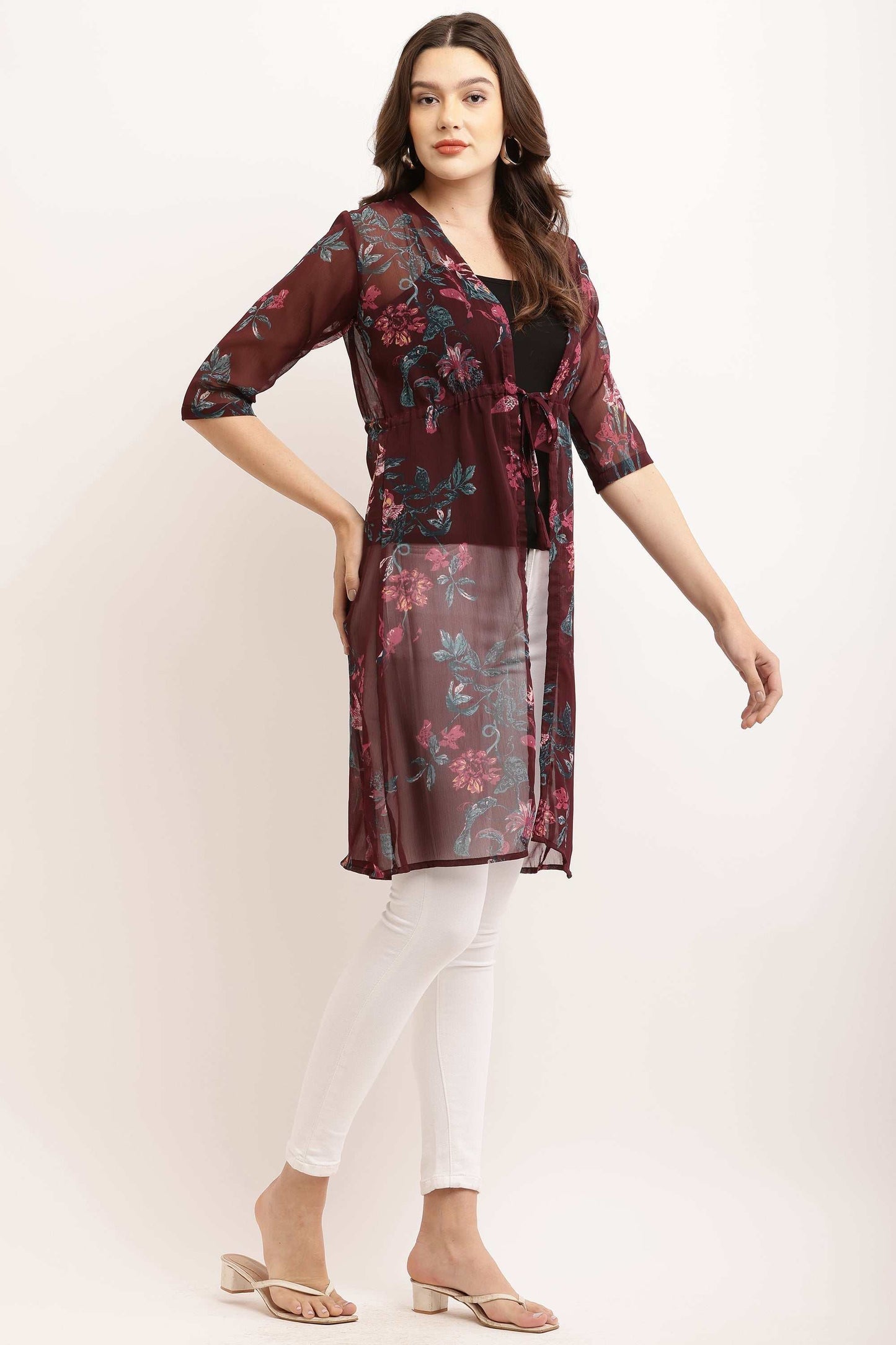 Chiffon Printed Long Shrug