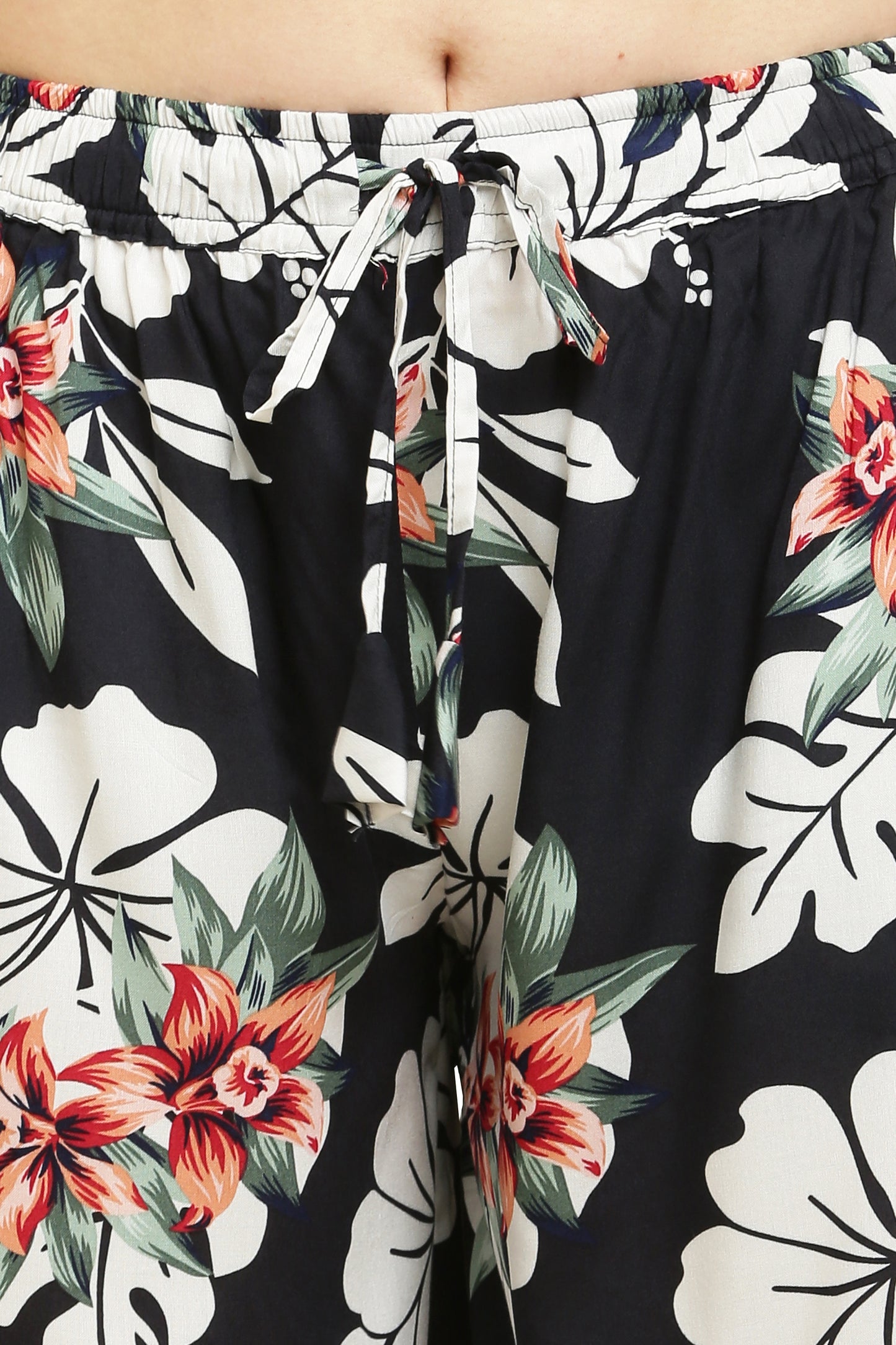 Women's Rayon Print Culotte Shorts Black Flower