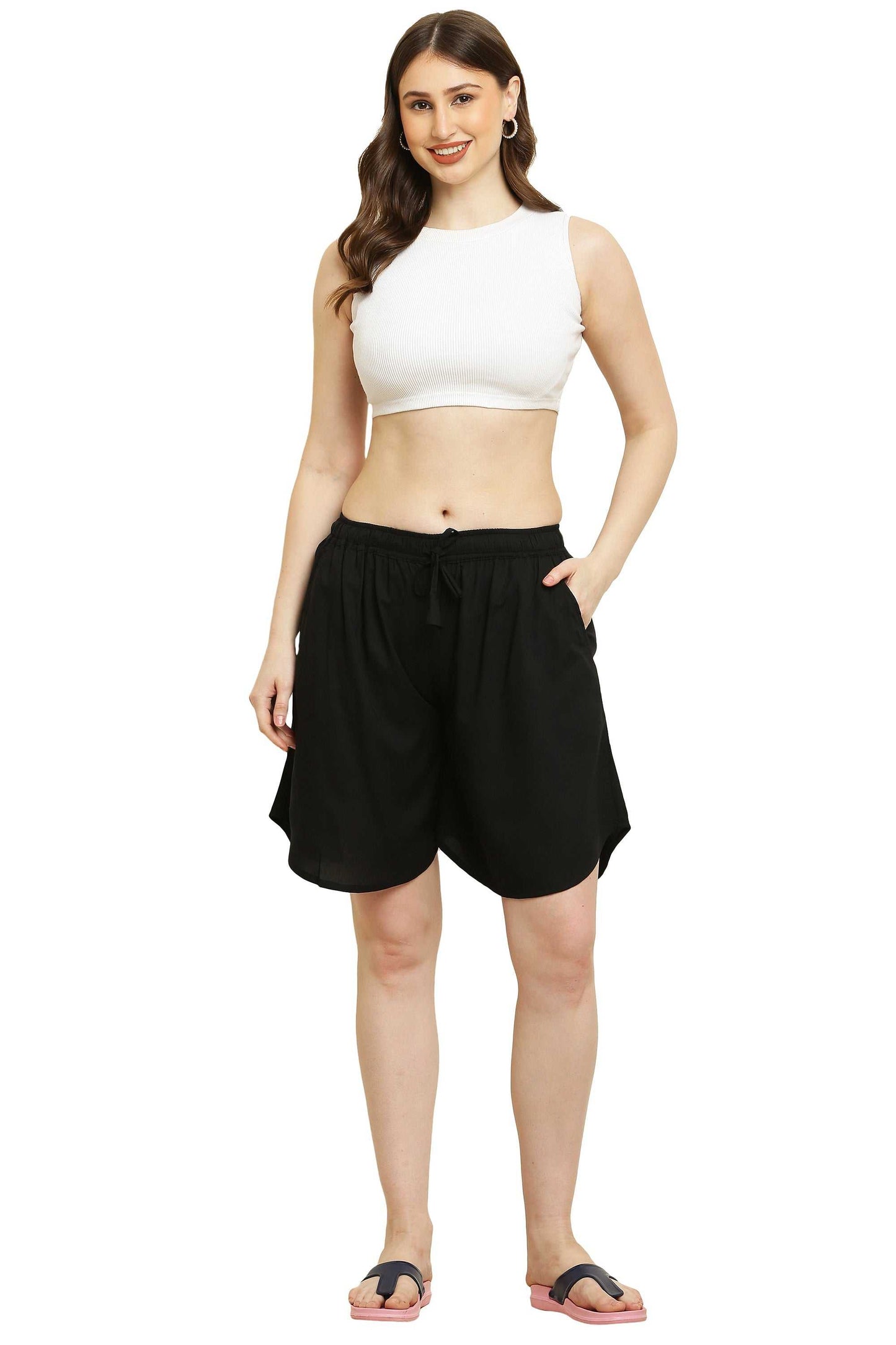 Womens Rayon Print Culotte Shorts