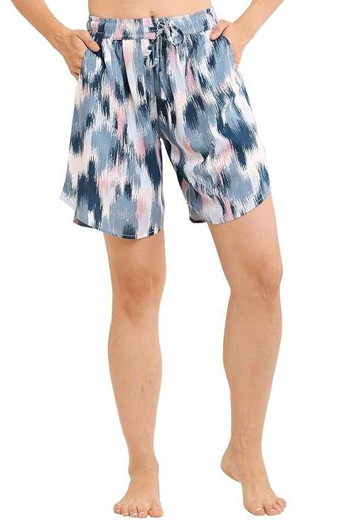 Women's Rayon Print rayon culotte shorts with adjustable drawstring and mid-thigh relaxed fit