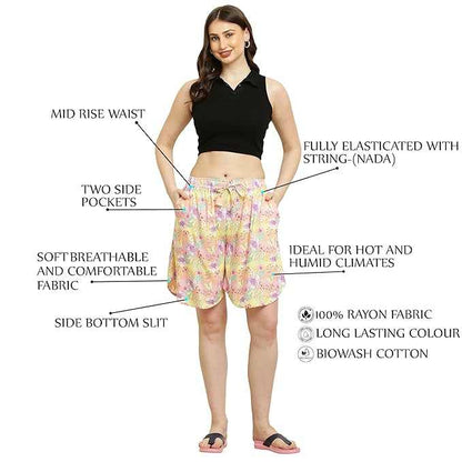 Women's Rayon Print Culotte Shorts