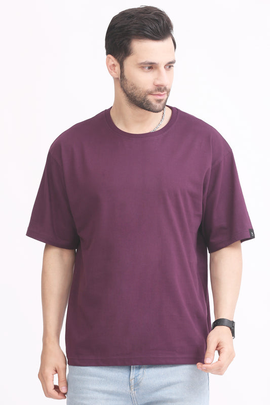 Mens T Shirt Oversized Round Neck - Purple