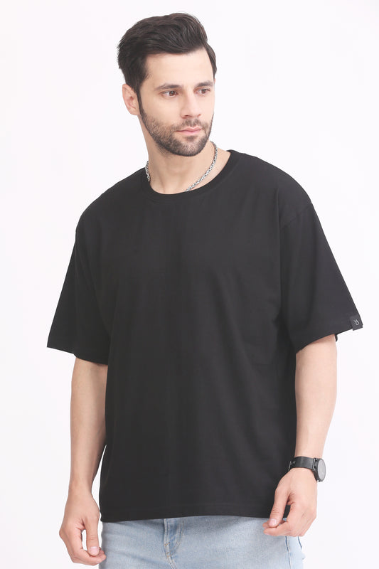 Mens T Shirt Oversized Round Neck - Black