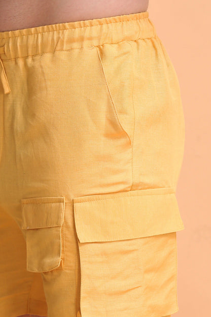 YoungBlok Men's Linen Cargo Shorts