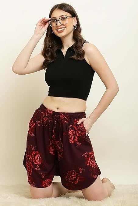 Womens Rayon Print Culotte Shorts