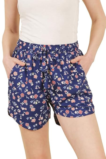 Women's Regular Shorts Navy Blue Multi Floral