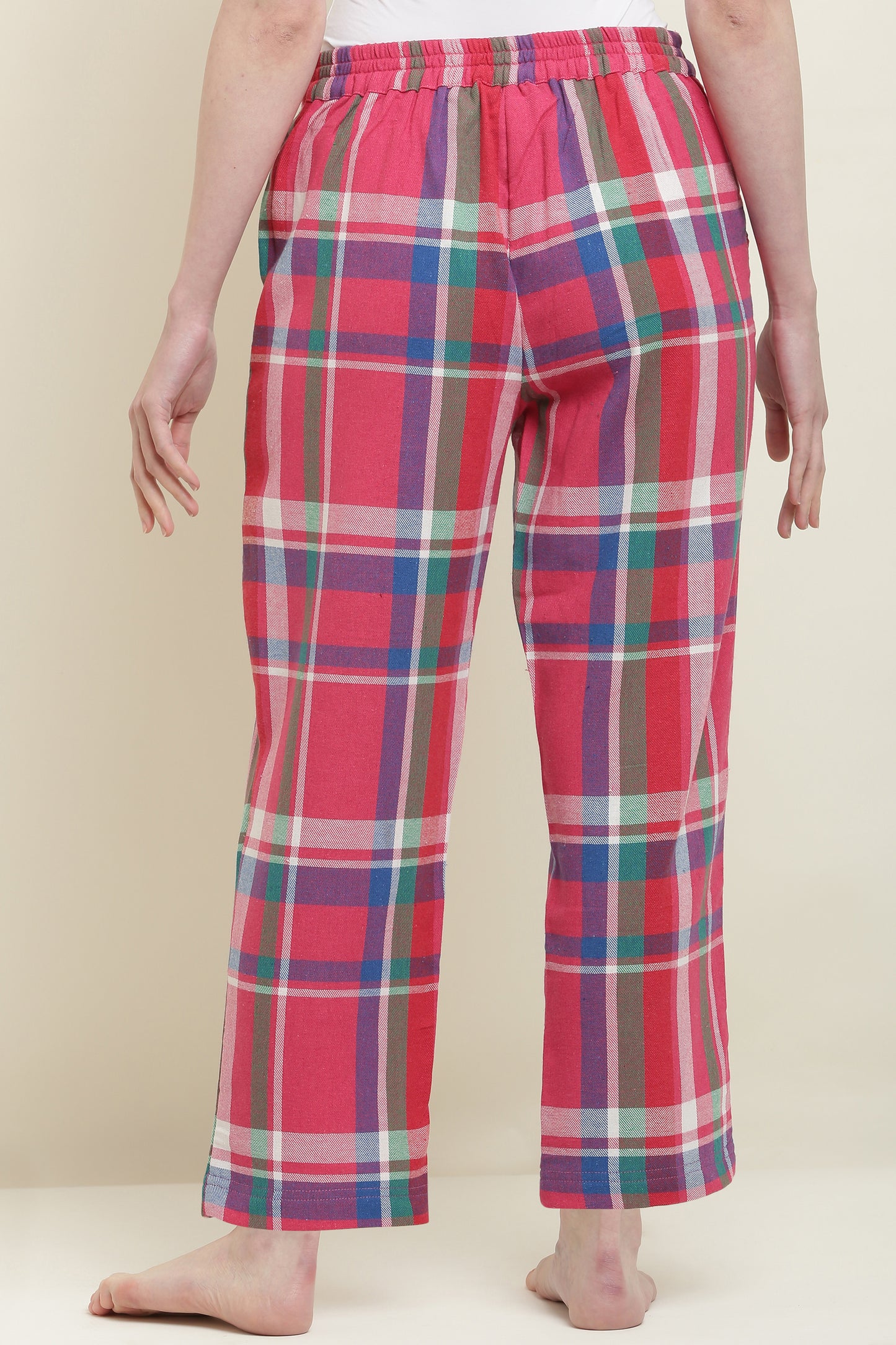Women's Checked Cotton Pyjama Pink