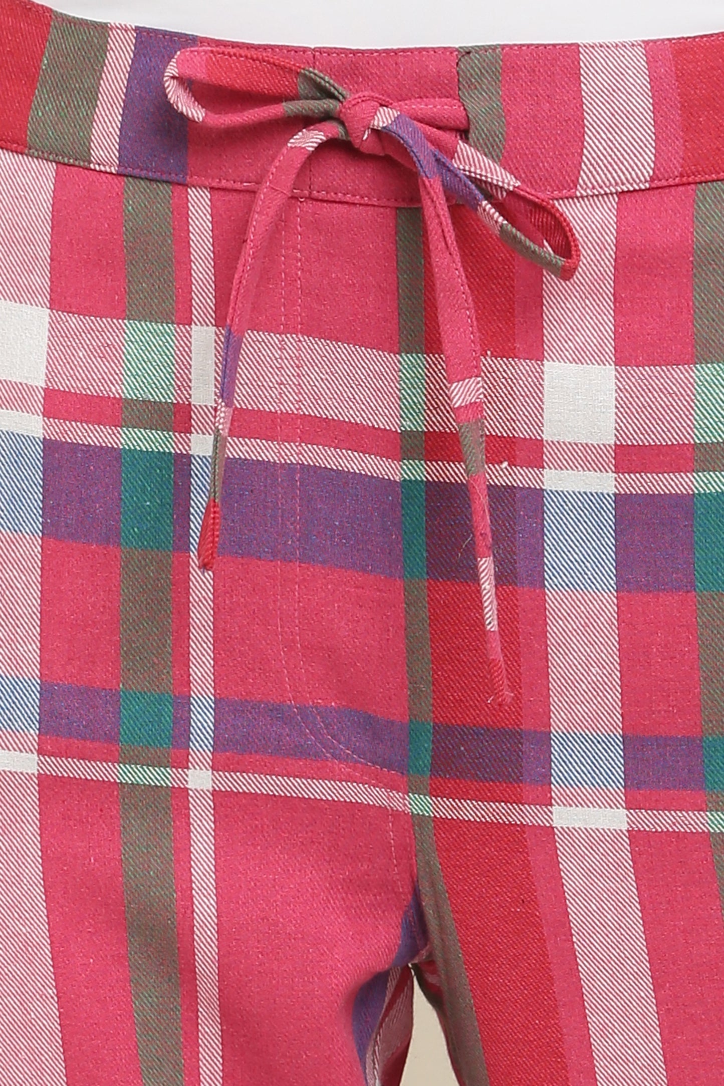 Women's Checked Cotton Pyjama Pink