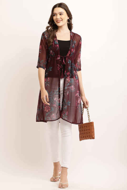 Chiffon Printed Long Shrug