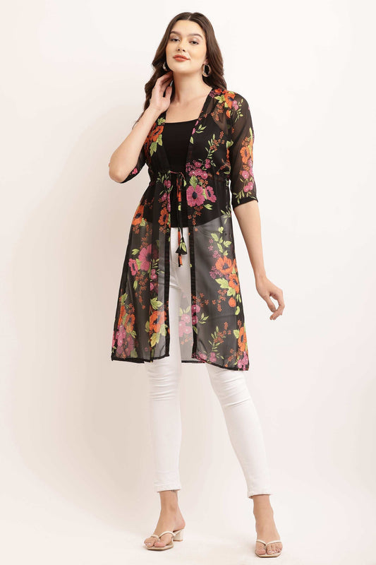 Chiffon Printed Long Shrug
